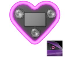 Auto LED Sfeerverlichting - Hartvormig Sfeerlicht - Werkt op zonne-energie - USB Oplaadbaar - Neonlicht - Autoaccessoire - Roze Licht - Geschikt voor Huis- en Autodecoratie - Grijs - 9,8*1,6*8,4 cm
