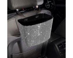 Auto Prullenbak - Vuilnisbak Auto - Afval Beheren - Met Strass Steentjes - 200x80x140mm - Zilver