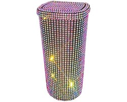 Auto Vuilnisbak - Prullenbak Auto - Afval Beheren - Strass Steentjes Decoratie - 16.5 x 8.9 cm - Kleurrijk