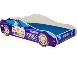 Autobed - 140x70 cm - met matras en verlichting - politie