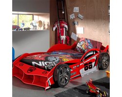 Autobed Max 90x200cm - rood - Vipack - Autobed - Rood - MDF Eenpersoons Normaal bed