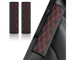 Autogordelhoezen 2 stuks - Leer - Bescherming schouder en nek - Verfraai je interieur - m-winkel