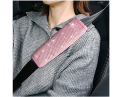 Autogordelkussen met Strass - 2 Stuks - Fluweel - Geschikt voor Alle Voertuigen - Bling Decoratie - Afmetingen 24,5 x 6,5 cm - Gordelbescherming