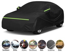 Autohoes voor buiten - autohoes autobeschermhoes - autohoes waterdicht voor buiten - SUVhoes Buitenkant Bescherming Oxford Doek Anti-UV Stofdicht Regenbestendig voor Winteropslag Buiten 485x190x145cm Zwart