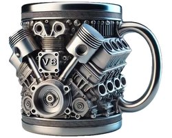Autokoffiemok - V8 Automok - Gepersonaliseerde Koffiemok met Handvat - Groot