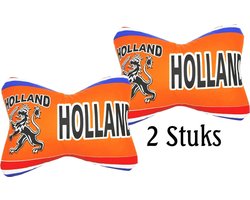 Autokussen - Nekkussen - Holland opdruk - Oranje - Set van 2 stuks