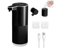 Automatische schuimende zeepdispenser - Wandgemonteerde zeepdispenser - USB-oplaadkabel - Kan op het badkamerblad of in de keuken worden geplaatst - Rijk schuim - Ca. 380 ml - Ingebouwde 500 mAh batterij - 11,2*7,5*20 cm - Zwart