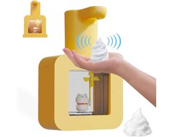 Automatische Sensor Zeepdispenser Schuimende - Touchless Zeepdispenser - Kinderen - Zachte en Warme Verlichting - Cartoon Huisdier - Waterdichte Handwas Vloeibare Machine - Badkamer Countertops - Geel .