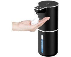 Automatische zeepdispenser - Automatische zeepdispenser zwart - Aanraakloze zeepdispenser 4 niveaus verstelbaar elektrisch - Voor keuken - badkamer - hotel - restaurant - verstelbare muurbevestiging (schuim - zwart)
