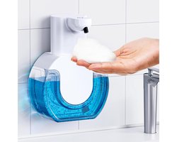 Automatische zeepdispenser zonder aanraking, 420 ml, USB schuimende zeepdispenser, automatische handzeepdispenser, wandmontage voor badkamer, keuken, kantoor en hotel（Wit）