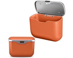 Autoprullenbak met deksel, lekvrije automatische prullenbak, waterdichte houder voor autoprullenbakken, met bovenkant van PU-leer, geschikt voor achterbank/deuren, geschikt voor SUV's, sedans en vrachtwagens (oranje).