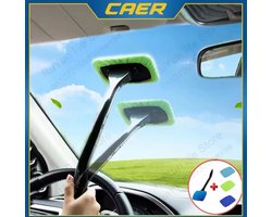 Autoruitreiniger Borstelset Microfiber Voorruit Reinigingstool Auto Interieur Glazen Ruitenwisser Lange Handgreep Herbruikbare Stoffen Pad