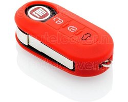 Autosleutel Hoesje geschikt voor Fiat - SleutelCover - Silicone Autosleutel Cover - Sleutelhoesje Rood