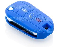 Autosleutel Hoesje geschikt voor Peugeot - SleutelCover - Silicone Autosleutel Cover - Sleutelhoesje Blauw