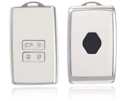 Autosleutel Hoesje geschikt voor Renault - Sleutelcover - TPU Cover Sleutelhoes - Accessoires - wit