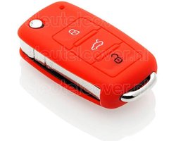 Autosleutel Hoesje geschikt voor Volkswagen / VW - SleutelCover - Silicone Autosleutel Cover - Sleutelhoesje Rood