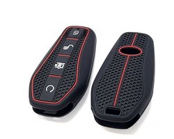 Autosleutelcover Sportief Rood/Zwart Siliconen Sleutelhoesje voor BYD Atto 3 / Sealion / Han / Tang / Dolphin / Seal – Beschermende Auto Sleutelcover