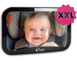 Autospiegel baby - verstelbare spiegel hoofdsteun achterbank - veiligheidsspiegel - baby en kids - 19 x 30cm - 360 graden draaibaar - zwart