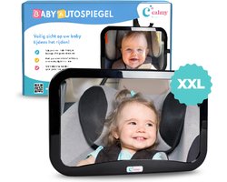 Autospiegel baby - XXL 360° Draaibare Achterbank Spiegel voor Auto | Onbreekbare Autospiegel voor Baby’s | Eenvoudige Bevestiging | Inclusief Accessoires | 19x30 cm