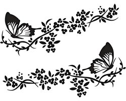 Autostickers - 2 Stuks - Auto sticker - PET - Vlinder bloem stickers - Sportwagenstickers - Zelfklevende stickers - Geschikt voor carrosserieën, motorkappen en woondecoratie - Geschikt voor het versieren van auto's - 30*12cm - Zwart
