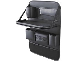 Autostoel Organizer - Rugleuningbeschermer Kinderaccessoires - Auto Organiseren - Waterdicht Leer - 64 x 45 cm - Zwart