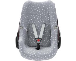 Autostoelhoes - Beschermhoes Stoel - Autostoel Beschermen - Ademend Gebreid Katoen - Voor Maxi Cosi Pebble - Wit Sterren