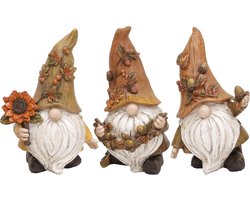 Autumn Gnomes Tafeldecoratie voor Thuis - Set van 3 Herfstdecoraties - Houten Tuin Gnomes Beeldjes voor Binnen, Buiten, Bureau, Kantoor, Halloween, Thanksgiving Decoraties, 5 Inch