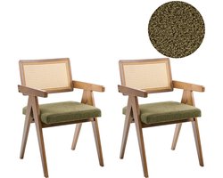 AVA - Eetkamerstoelen set van 2 - Bruin/Groen - Rubberhout