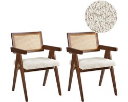 AVA - Eetkamerstoelen set van 2 - Bruin/Lichtbeige - Rubberhout