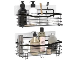 Avalo Doucherek Zonder Boren - 2 Stuks - Zelfklevend Wandrek - Roestbestendig - 10kg Draagvermogen - Douchemandje