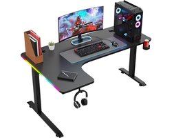 Avalo Gaming Bureau - 160x100x75 CM - L Vormig Hoekbureau - Game Desk Met LED Verlichting - Tafel - Zwart