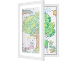 Avalo Kindertekeningen Lijstje Wit - Wissellijst A4 - Fotolijst Voor Tekeningen - Openklapbare Wissellijst A4 - Kindertekeningen Inlijsten