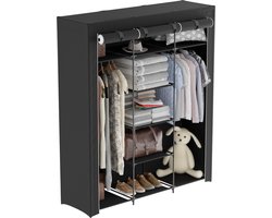 Avalo Kledingkast Stof Opvouwbaar XXL - 150x45x175 CM - Garderobekast - Kledingkast Slaapkamer - Zwart