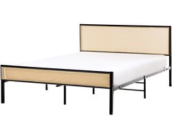 AVANTON - Tweepersoonsbed - Zwart - 140 x 200 cm - PE rotan