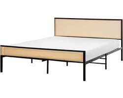 AVANTON - Tweepersoonsbed - Zwart - 160 x 200 cm - PE rotan