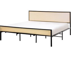 AVANTON - Tweepersoonsbed - Zwart - 180 x 200 cm - PE rotan