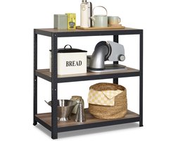 Avasco Stellingkast Table - laag stellingrek - houtlook - zwart metalen frame - 88x90x45 - 3 planken