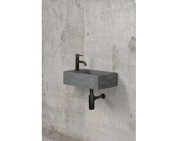 Avella toilet fontein cement - koper groen beton - kleine toilet fontein rechthoekig voor aan de muur - design toilet fontein beton - premium kwaliteit én design - kleine badkamer of toilet - 40 x 23 x 11 cm