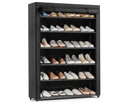 Avelona Schoenenkast Zwart – 6 Lagen Schoenenrek – Opbergkast voor 36 Paar – 108x100x28 cm - Schoenen Opbergsysteem – Schoenenkast Zwart