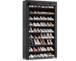 Avelona Schoenenkast Zwart – 9 Lagen Schoenenrek – Opbergkast voor 54 Paar – 160x100x28cm - Schoenen Opbergsysteem – Schoenenkast Zwart