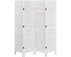 AVENES - Roomdivider met 4 panelen - Gebroken wit - Paulowniahout