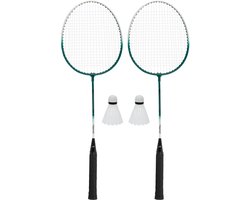 Avento - Power Speed Badminton Set - Staal - Zilver/Groen - Set van 2
