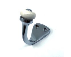 AVENUE DECORATION jashaak "Merwede" | 1-haaks | 30 x 50 mm | chroom met wit porseleinen knop