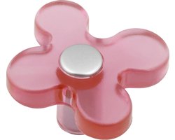 AVENUE decoration meubelknop | model " Bloem " | Ø 50 mm | transparant roze