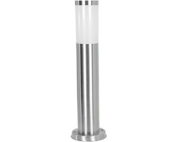 Avide Staande Buitenlamp Boca - Moderne Sokkellamp - 45cm - LED - IP44 - 220-240V - Satijnglans Zilver