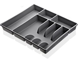 AVOID® Bestekbak – Grote Besteklade Organizer – Bestekbak voor Keukenlade – Kunststof Bestekhouder – 43x43,5 cm – Grijs