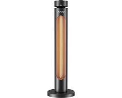 AVOID® Terrasverwarmer Elektrische T08-GR20YD – 2000W – Heater voor Binnen en Buiten – Draagbare Kachel met Snelle Verwarming & Oververhittingsbeveiliging – Zwart