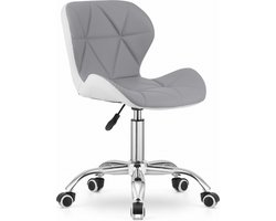 AVOLA Bureaustoel - Ergonomisch ECO-leer - Grijs & Wit