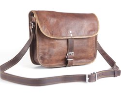 Avondtas  ‘’Garda’’ - Bruin Echte Leder – 26 x 17 x 8 cm - Damestas – Handtas - Vintage Look Design – Handgemaakte Tas