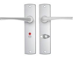 AXA Binnendeurbeslag set (Curve) Aluminium: Kruk (model Vlinder) op schild voor toilet/badkamer TL63-8